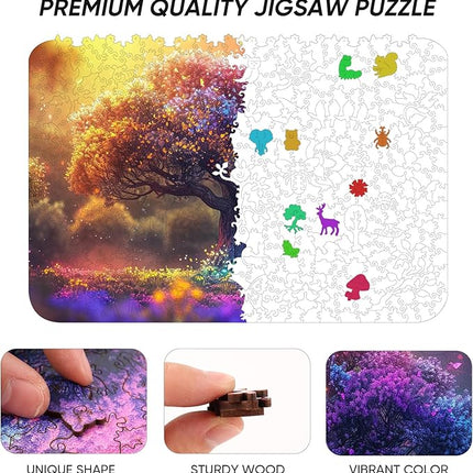 Wooden Puzzles for Adults 1000 Pieces, Tree of Life Wooden Jigsaw Puzzles Unique Shape Adult Puzzles, Irregular Wood Puzzles Creative Gift for Adults Family Game (23.4 x 16.1 in)