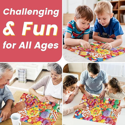 500 Piece Jigsaw Puzzle for Adults-Candy Puzzles, Colorful Candy Adult Puzzle 500 Pieces, Challenging Puzzle for Adults 500 Pieces, House Party Games, Best Gift for Mom, Dad, Family and Friends