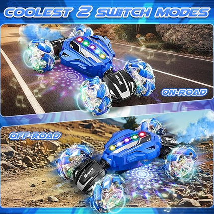 Remote Control Car Toys for Kids, Gesture Sensing Stunt Car, RC Cars for Boys Age 8-12, 2.4Ghz Hand Controlled Twist Cars, Ideal Birthday for Kids Age 6 7 8 9 10+(Navy Blue)