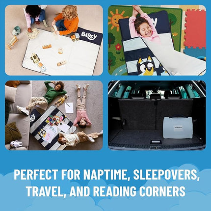 Jay Franco Kids Nap Mat with Embedded Pillow & Blanket – Soft 46"x20" Microfiber Sleeping Bag with Name Tag & Handle