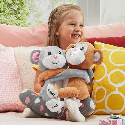 Let's Make Memories Personalized Hugging Plush Monkeys - for Birthday - Monkey Stuffed Animal for Kids - for Boy - for Girl