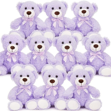 MaoGoLan Bulk Teddy Bear Baby Shower, 10 Packs Small Teddy Bear Stuffed Animals in Bulk,13.5" Small Stuffed Bears Plush for Wedding,Birthday,Christmas, Party Decorations,Purple