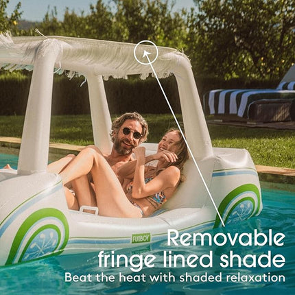 FUNBOY Country Club Golf Cart Pool Float, Two Cup Holders, Removable Fringe Shade, Float for Summer Pool Party and Entertainment