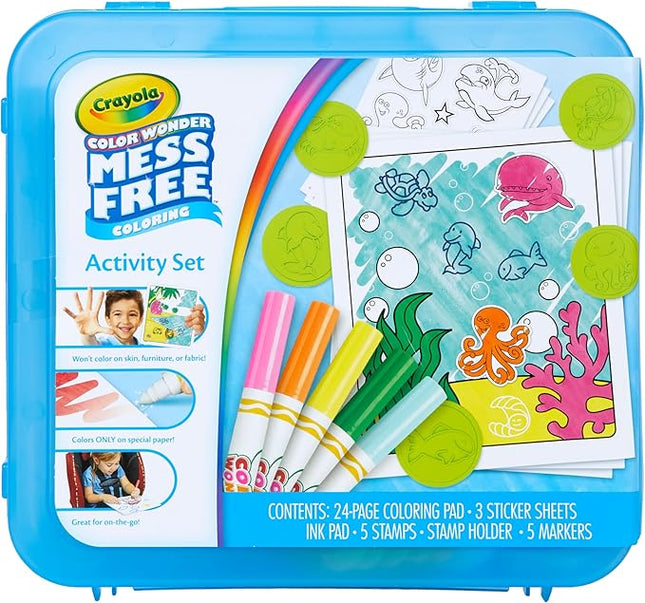 Crayola Color Wonder Mess Free Coloring Activity Set (30+ Pcs), Holiday & Christmas Gift for Toddlers, Travel Art Kit with Markers, Stamps, and Stickers, Ages 3+