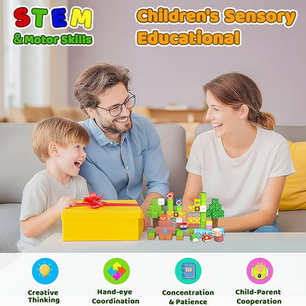 100PCS 1.0 inch Magnetic Blocks, Magnetic Tiles Building Blocks, Magnet Cubes Toddler Kids Toys, Sensory STEM Toys for 3-5 4-6 5-7 6-8 Year Old Boys Girls Christmas Birthday Gift
