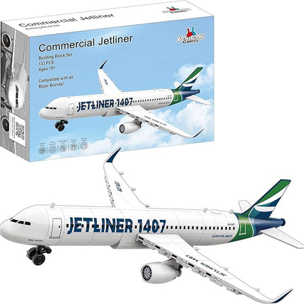 Apostrophe Games Commercial Jetliner Building Block Set - 133 Pcs, Ages 10+ Airplane Model Toy