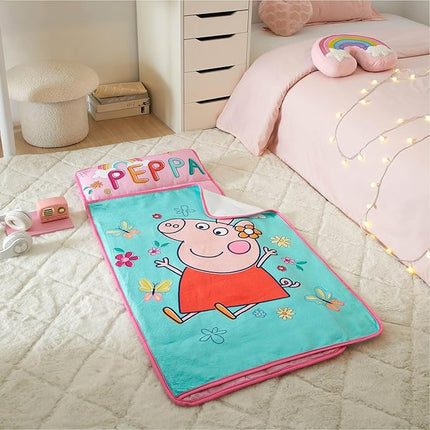 Super Soft Plush Toddler Quilted Nap Mat with Built in Blanket and Pillow