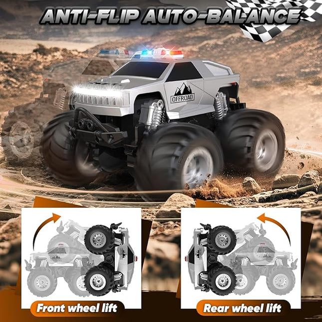 Remote Control Car for Boys 4-7, All Terrain Upright Walking Remote Control Truck, 1:24 Off-Road Pick-up RC Cars with 360°Spins, Light, Rechargeable RC Truck for Boys 8-12 Christmas Birthday Gift