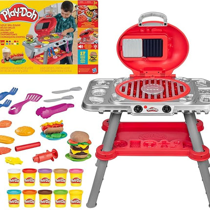 Play-Doh Sizzlin' Grill Playset with Lights & Sounds, 17 Accessories, BBQ Toys for Boys & Girls 3+, Play Food Arts & Crafts, Red
