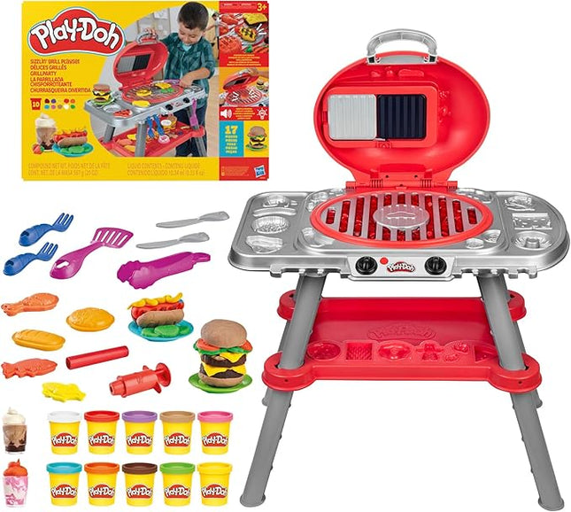 Play-Doh Sizzlin' Grill Playset with Lights & Sounds, 17 Accessories, BBQ Toys for Boys & Girls 3+, Play Food Arts & Crafts, Red