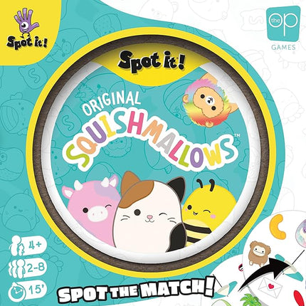 Spot It! Squishmallows | Fun Card Game for Kids and Adults | Featuring Mila The Elephant or Cailey The Pink Crab and More | Licensed Squishmallows Game