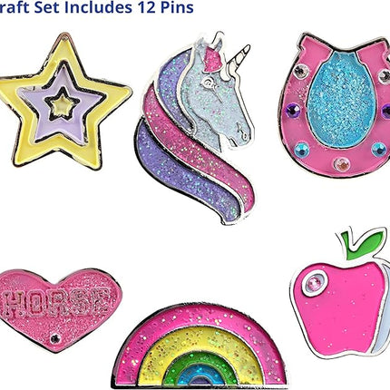 Breyer Horses Paint and Wear Enamel Pins Craft Set | Pins, Paints, Glitter & Rhinestones | Includes 12 Enamel Pins | Model #4240