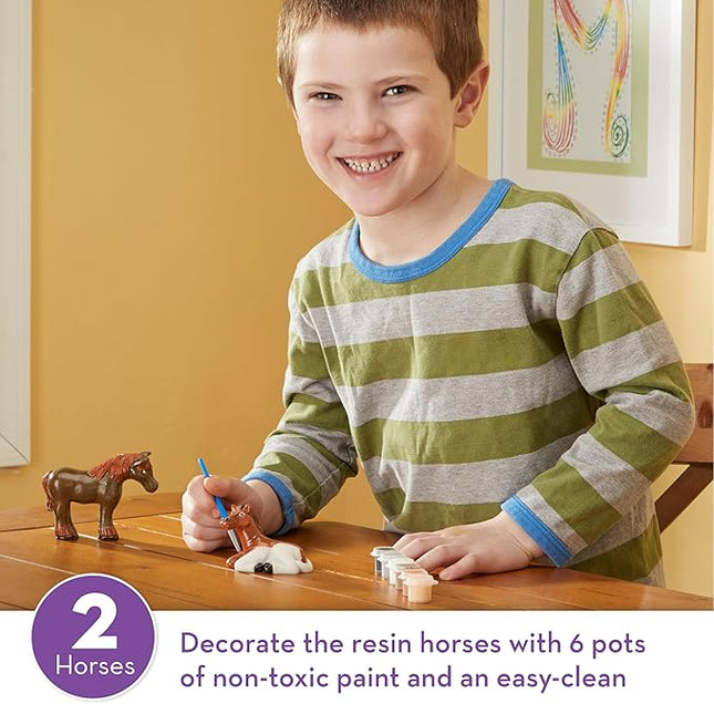 Melissa & Doug Created by Me! Horse Figurines Craft Kit (2 Resin Horses, 6 Paints, Paintbrush)