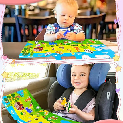 Benresive Reusable Sticker Books for Kids 2-4, Sticker Books for Toddlers 1-3 2-4, Toddler Travel Toys Activities Crafts Gifts - Animal
