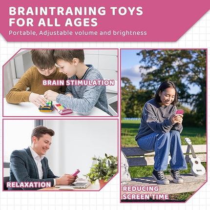 HOMESTEC Logical Super Slide Puzzle, Hand Held Travel Games for Kids and Adults, Brain Teaser Toys Road Trip Activities for Boys and Girls, Birthday Easter Basket Stuffers (Pink)