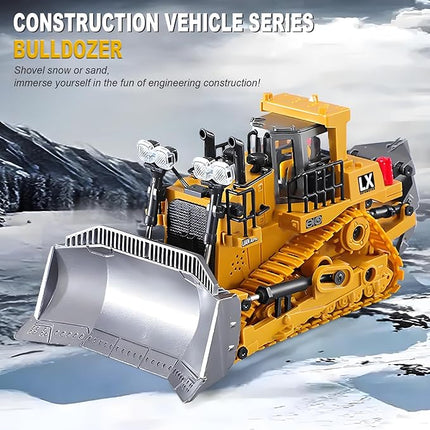 1:20 Scale RC Construction Vehicles - 2.4GHz Remote Control Tractor Toy with LED Lights, Liftable Alloy Bucket & Realistic Sound Effects, Suitable for Children Aged 6 7 8 9 10-12 as Gifts