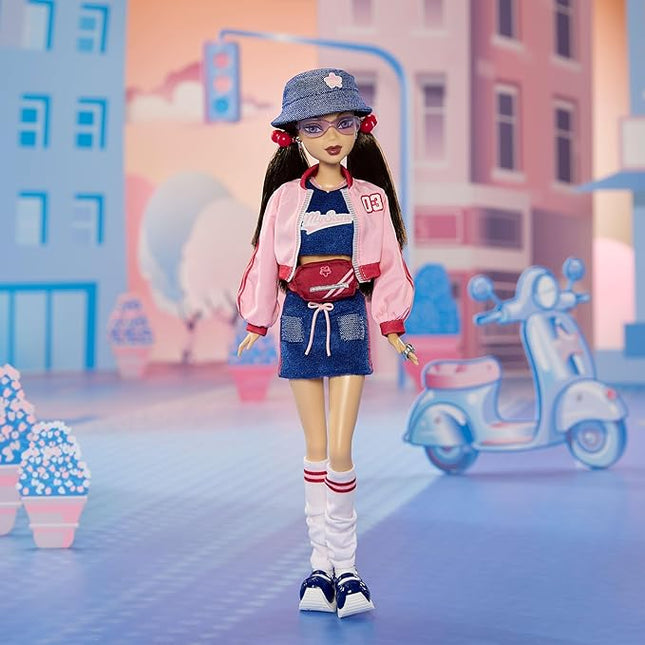 Barbie Signature My Scene Nolee Doll and Accessories, Y2K-Inspired Outfit with Sporty Matching Set, Cropped Jacket, Leg Warmers and Doll Stand