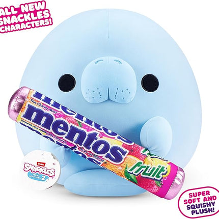 Snackles Series 2 8-inch by ZURU Cuddly Squishy Comfort 8-inch Plush with Licensed Snack Brand Accessory (Sea Cow&Mentos Fruit)
