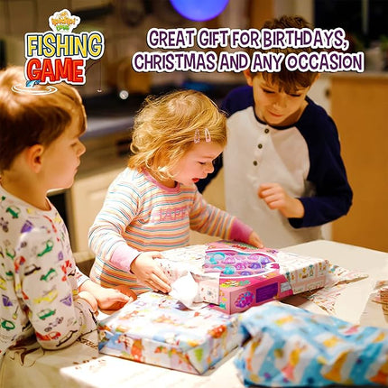 Fishing Game Play Set - 21 Fish, 4 Poles, & Rotating Board w/ On-Off Music - Family Children Backyard Pink Toy Games for Kids and Toddlers Age 3 4 5 6 7 Girls and Up