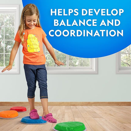 Blue Marble National Geographic Stepping Stones for Kids – 7 Durable, Non-Slip Stones Encourage Toddler Balance & Motor Skills, Indoor & Outdoor Toys, Balance Stones, Obstacle Course