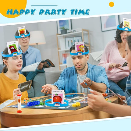 5 Set Headband Game The Quick Question Game Guessing Who Am I Board Game Set Include Headbands Picture Cards Scoring Coins Sand Clock for Family Party