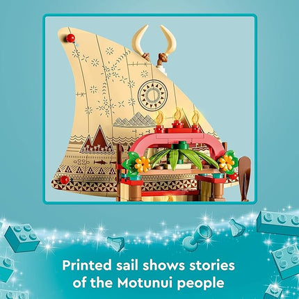 LEGO Disney Princess Moana's Wayfinding Boat Building Toy 43210 Disney Princess Toy Set with Moana and Sina Mini-Dolls, Dolphin Figure, Disney-Inspired Pretend Play Toy for Kids Boys Girls Ages 6+