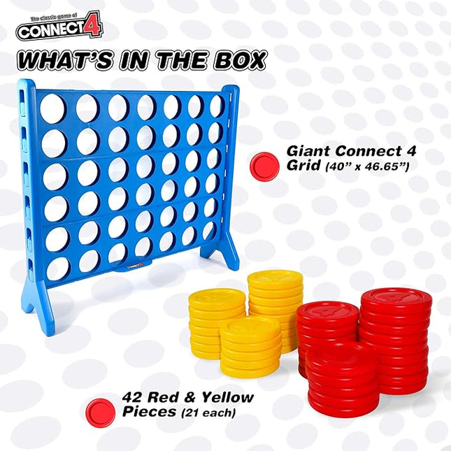 Giant Connect 4: Hasbro's Original Connect4 Game Super-Sized - 46.5 inch All-Weather Official Four in a Row Board Game - Indoor or Outdoor Connect4 Fun for Adults and Family