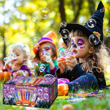 300PCS Halloween Party Favor, Halloween Bubble Wands for Kids, Halloween Trick or Treat Toys, Goodies Bag Fillers, Pinata Fillers, Mini Bubble Wands for Party Supplies