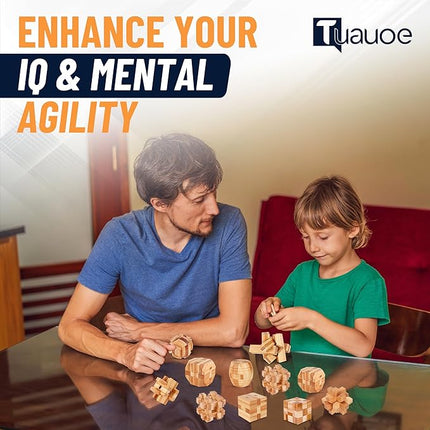 Wooden Brain Teaser Puzzles, 15pcs 3D Brain Teasers for Adults Teens Kids, Logic Mind Puzzle Box Lock Toy Removing Assembling 3D Small Puzzle Gift Set, Small 3D Unique IQ Hand Puzzles