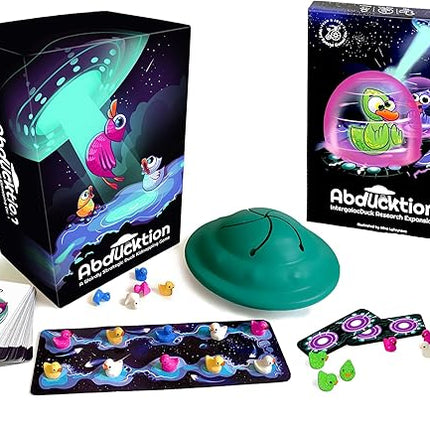 Abducktion - Bundle Base + IntergalacDuck Research Expansion Combo Pack, 25-30 Minutes, Ages 12+, A weirdly Strategic Duck Kidnapping Game, a UFO, and Mind-Bending, Shape-Finding Logic!