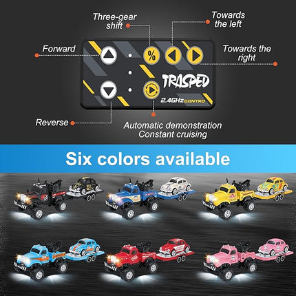 MOONTOY 1:64 Scale Mini Alloy Truck RC Car with LED Lights, 2.4Ghz Remote and App Control Toy Car, 3-Speed Adjustment Pocket Toy Car for Kids 4-8 Years and Adults (Yellow)