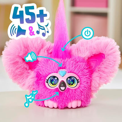 Furby Furblets Flo-Flo Mini Friend, Electronic Plush Toys, Pink Flamingo, Speaks Furbish & Plays Music, Series 5, Back to School Gifts, Ages 6+