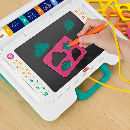 Fisher-Price Preschool Toy Learn & Doodle Desk Mess-Free Writing & Drawing Tablet with LCD Screen for Travel Creative Play Kids Ages 3+ Years