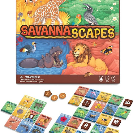 SimplyFun SavannaScapes - Learn About African Wildlife and Their Habitats. A Strategic and Educational Game for Kids Ages 7 & Up - 2 to 5 Players