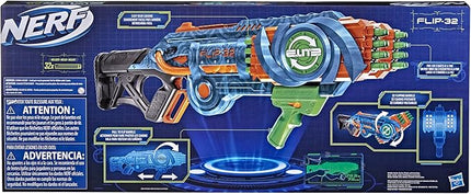 Nerf Elite 2.0 Flipshots Flip-32 Blaster, Rotating Dart Barrels, 32-Dart Capacity, 32 Elite Darts, Toy Foam Blasters, Kids Outdoor Games & Toys for Boys & Girls