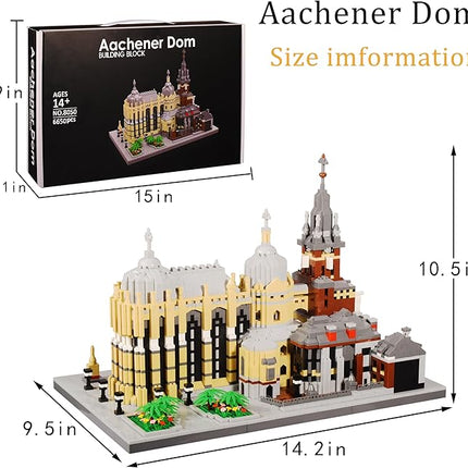 Micro Building Blocks Kit 6650PCS Germany Medieval Aachen Cathedral Miniature Building Block Set Church Architecture Construction Model for Adult and Teens Age of 14+