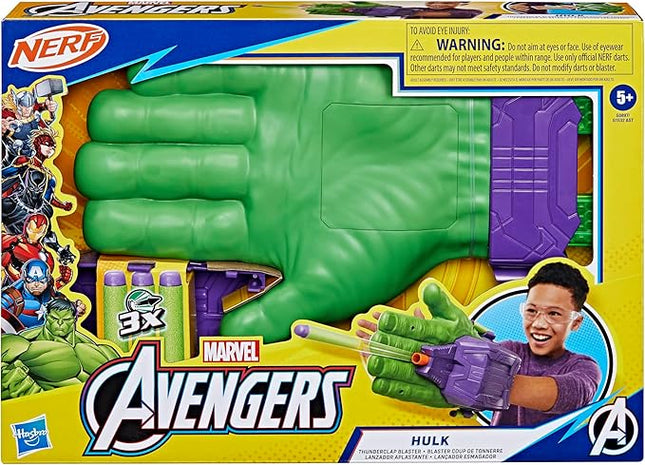 Marvel Avengers Hulk Thunderclap Blaster Roleplay Toy with 3 NERF Darts, Super Hero Toys for Kids Ages 5+