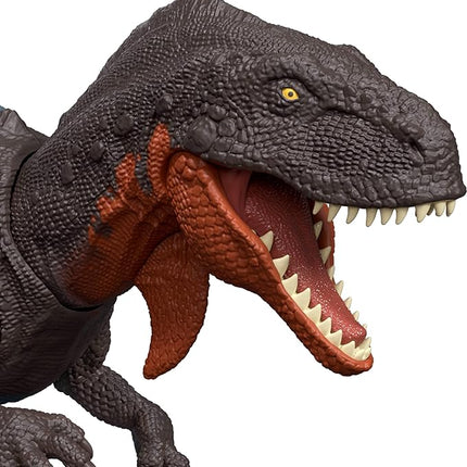 Mattel Jurassic World Rebirth Wild Roar Dinosaur Toy, Abelisaurus Posable Figure, Tail-Controlled Chomp Multi-Direction Attack & Sound, Digital Play