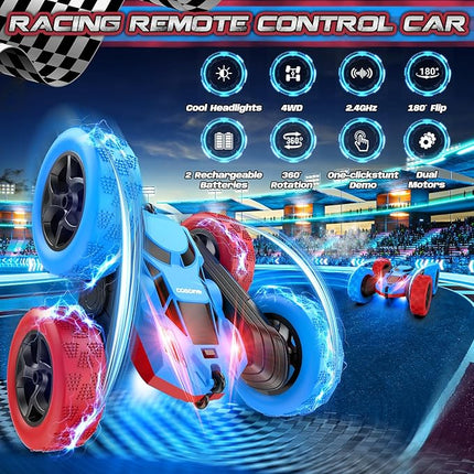 Remote Control Car,RC Cars Toys for 6-12 Year Old Boys, Off Road RC Stunt Car 4WD 360° Rotating Remote Control Cars for Kids, Boys Girls Gifts for Birthday Gift