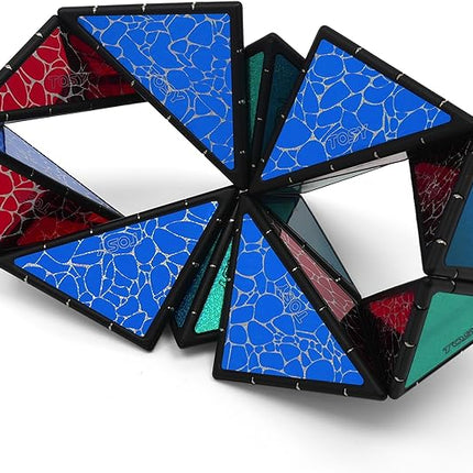 TOSY Magnet Pyramid Stone - 1 Cube Transforms into 1 Billion Shapes, 14 pcs (12 Puzzle pcs and 2 Accessories), 243 Rare Earth Magnets, Holographic Design Magnet Tiles Creative Puzzle STEM/STEAM Toy