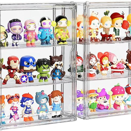 Clear Acrylic Display Case for Figures Collectibles 2 Pack Wall Mounted Hobby Figurine Display Case with Shelves, Display Shelf Storage Box for Action Figures, Car Model, Funko Pop