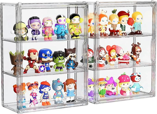 Clear Acrylic Display Case for Figures Collectibles 2 Pack Wall Mounted Hobby Figurine Display Case with Shelves, Display Shelf Storage Box for Action Figures, Car Model, Funko Pop
