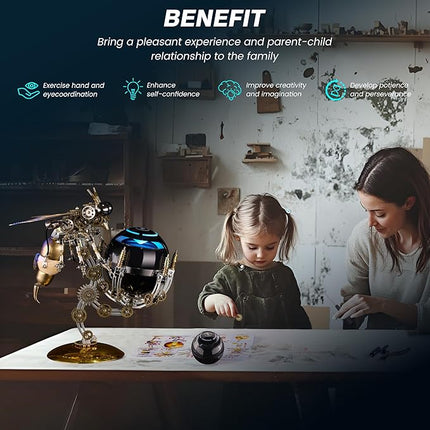 3D Metal Puzzles for Adult, DIY Metal Puzzle Toys, Cyberpunk Mechanical Wasp with Speaker for Men's Birthday (Speaker Version)