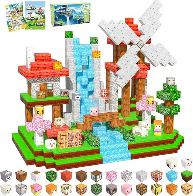 100PCS Magnetic Blocks for Kids 4-8, Magnetic Building Blocks Cubes, Stacking Magnetic Building Tiles Toys for Kids Toddlers Boys Girls Ages 3 4 5 6 7 8-12 Birthday Gifts