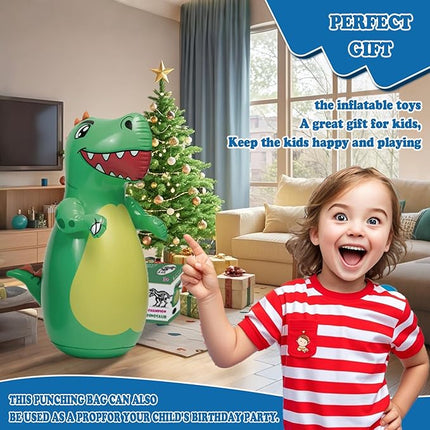 Inflatable Dino Punching Bag for Kids - Durable Bop Bag Toy With Instant Bounce Back, Dinosaur Toys for Ages 3-7, Great for Boys and Girls (47" Tall)