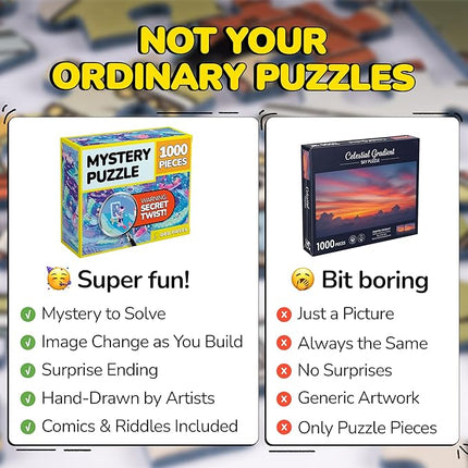 Odd Pieces Jigsaw Puzzles 1000 Pieces - Magic Mystery Story Secret Ending Puzzle - Perfect Game Night for Adults & Kids - Ocean Theme Challenging (Beyond The Kelp)