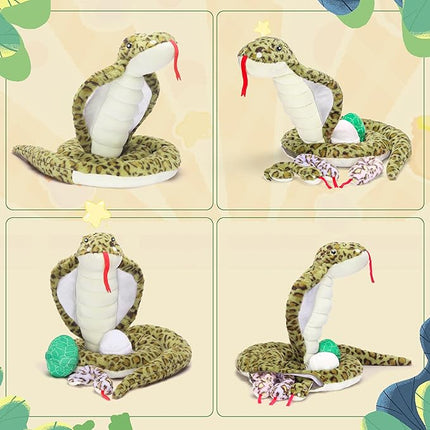 IKASA Mommy Snake Stuffed Animal Plush Toy, 86.5" Cute and Soft Mom Family Set with Mini Baby, Christmas and Birthday Gifts for Children