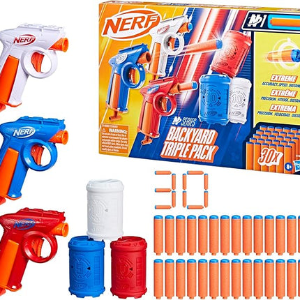 Nerf N Series Backyard Triple Pack, Includes 3 Flex Blasters, 3 Targets, 30 N1 Darts, Ages 8+ (Amazon Exclusive)