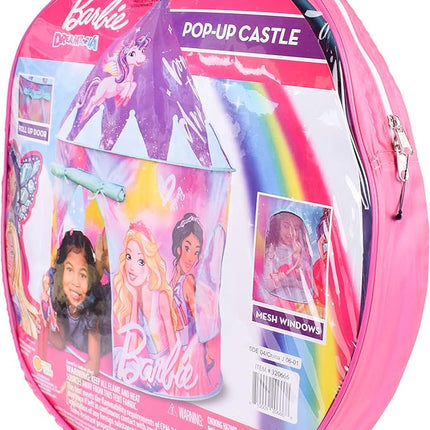 Barbie Pop Up Castle - Dreamtopia Pink Princess Play Tent for Kids | Folds Into Carrying Case - Sunny Days Entertainment