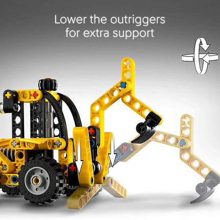 LEGO Technic Backhoe Loader Construction Toy - Building Toy Set for Boys and Girls, Ages 7+ - Educational Gift Idea for Kids Birthday with Usable Back Digger, Scoop, & Outriggers - 42197